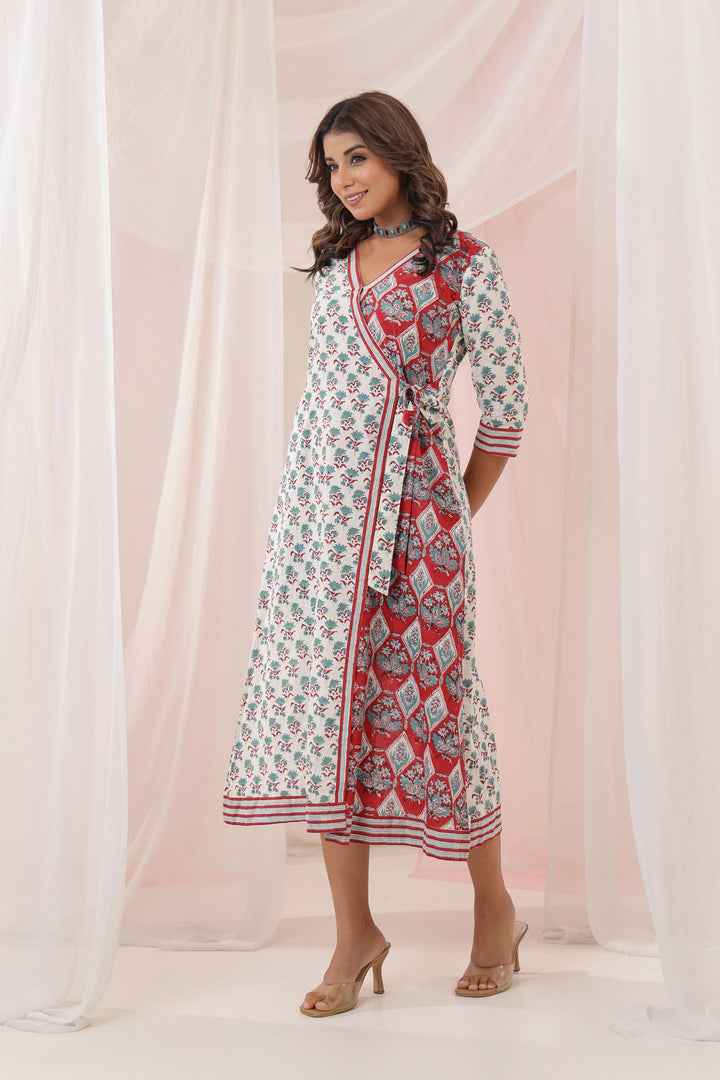 Red Wrap Angrakha Dress