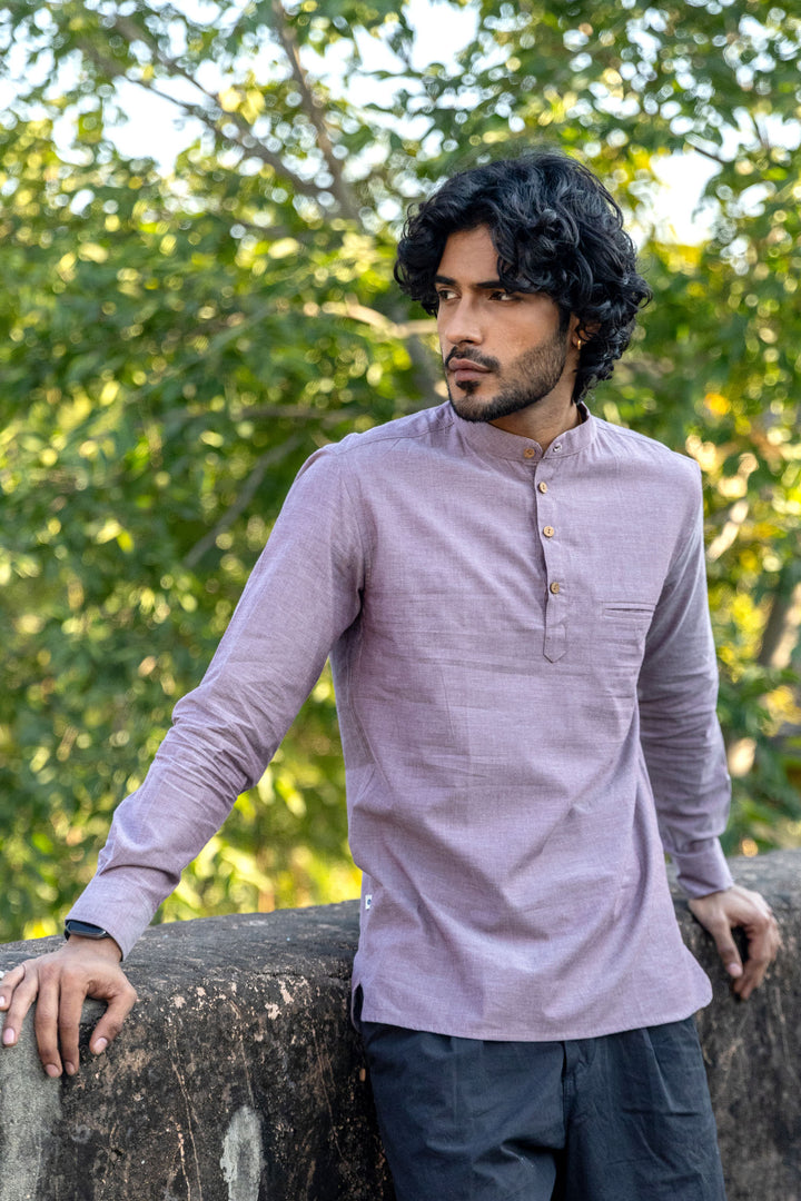 Pastel Purple Cotton Short Kurta