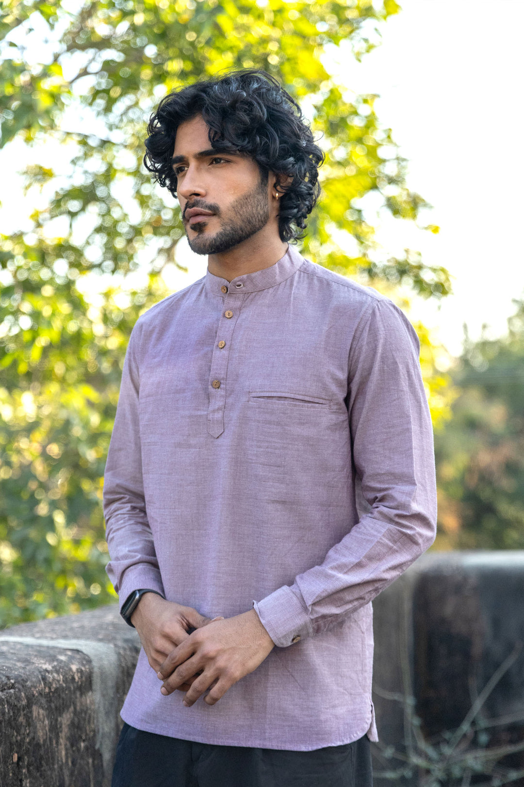 Pastel Purple Cotton Short Kurta