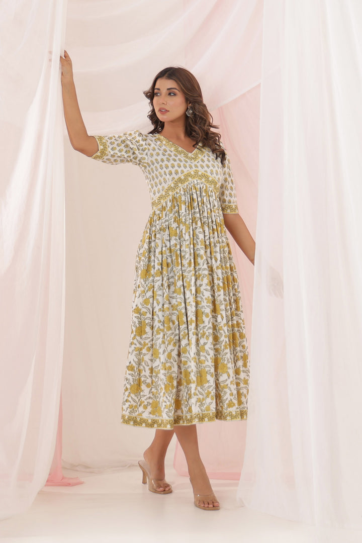 White Yellow Buti Nyra Dress