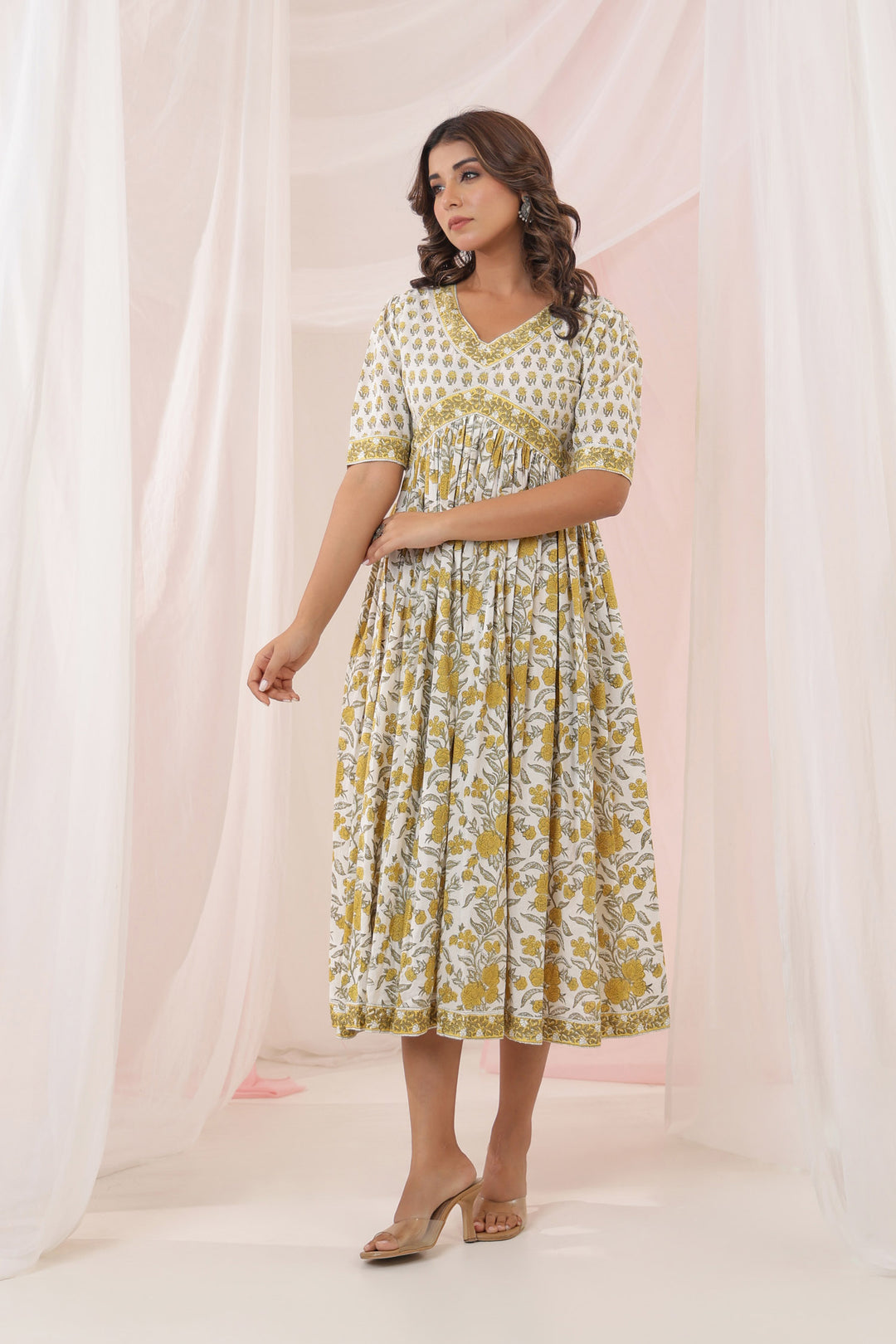 White Yellow Buti Nyra Dress