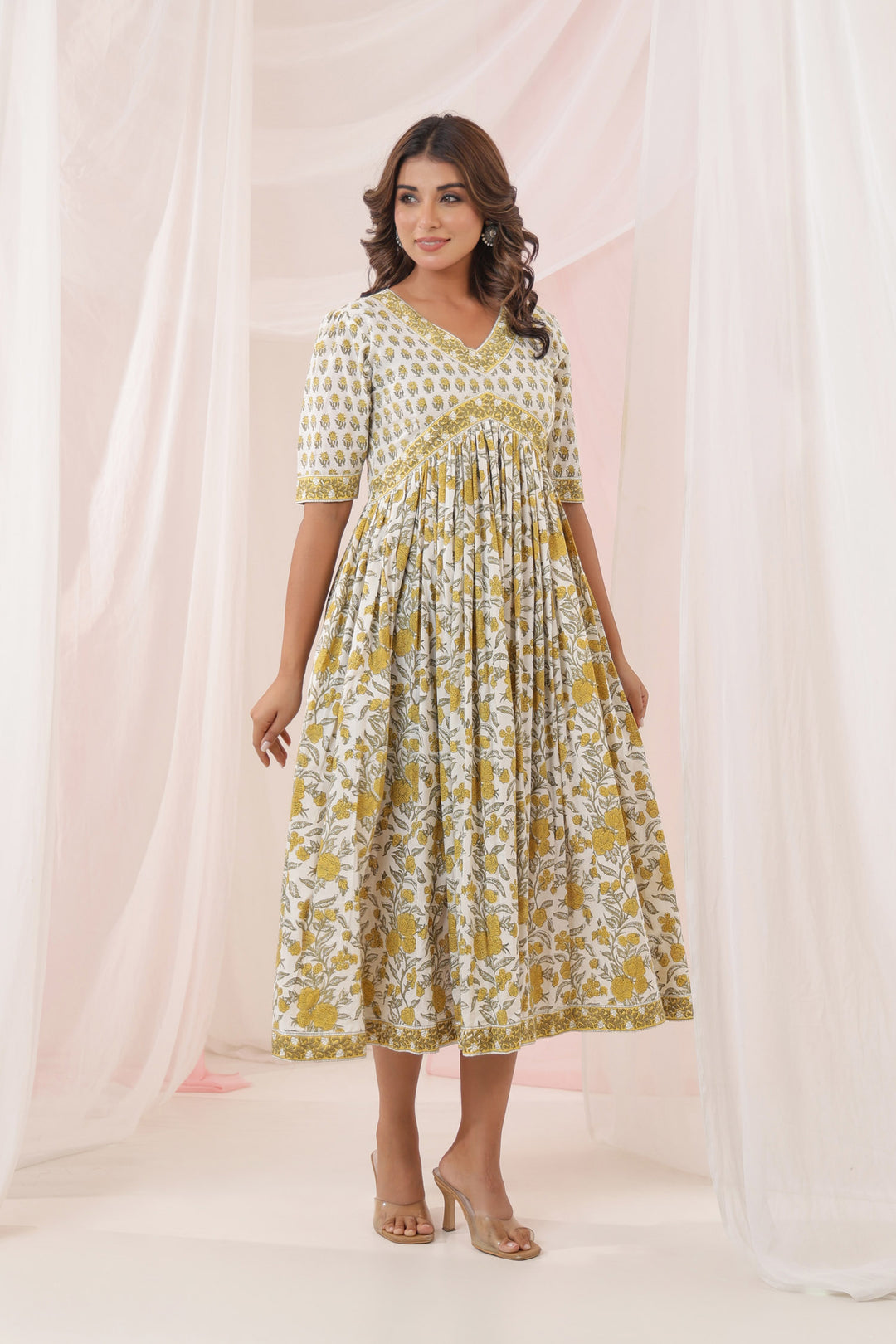 White Yellow Buti Nyra Dress