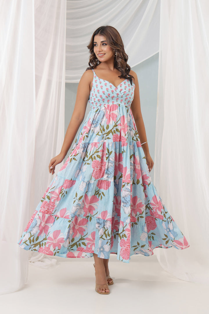 Sky Blue Tropical Dress
