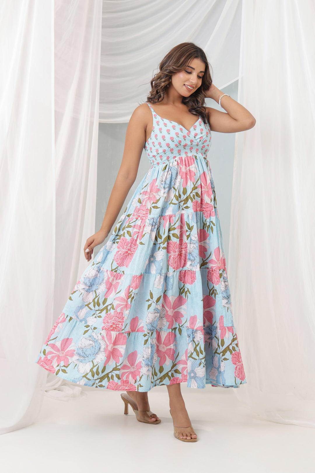 Sky Blue Tropical Dress