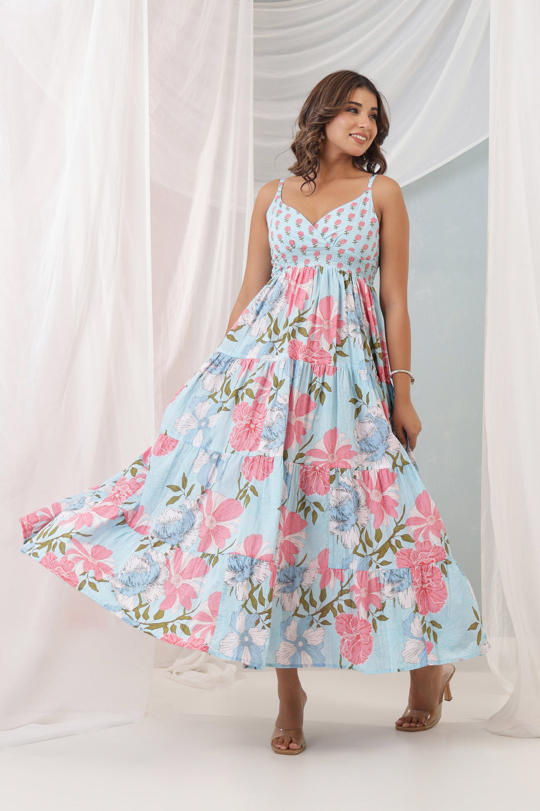 Sky Blue Tropical Dress