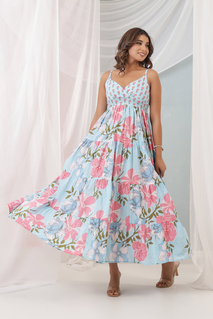 Sky Blue Tropical Dress