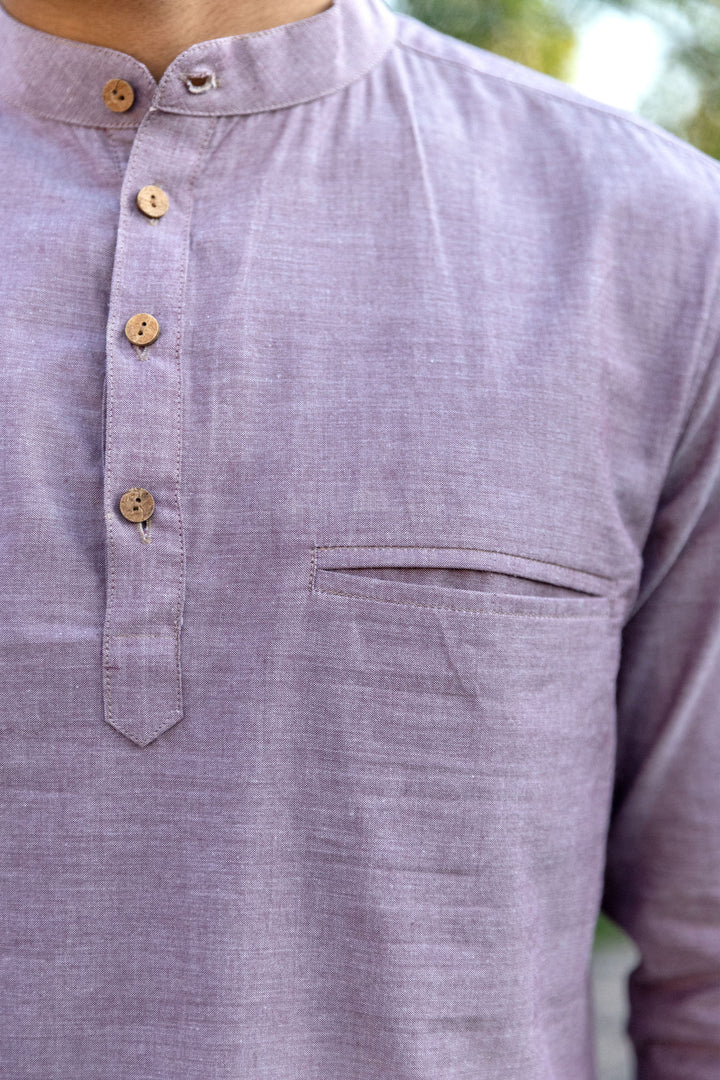 Pastel Purple Cotton Short Kurta