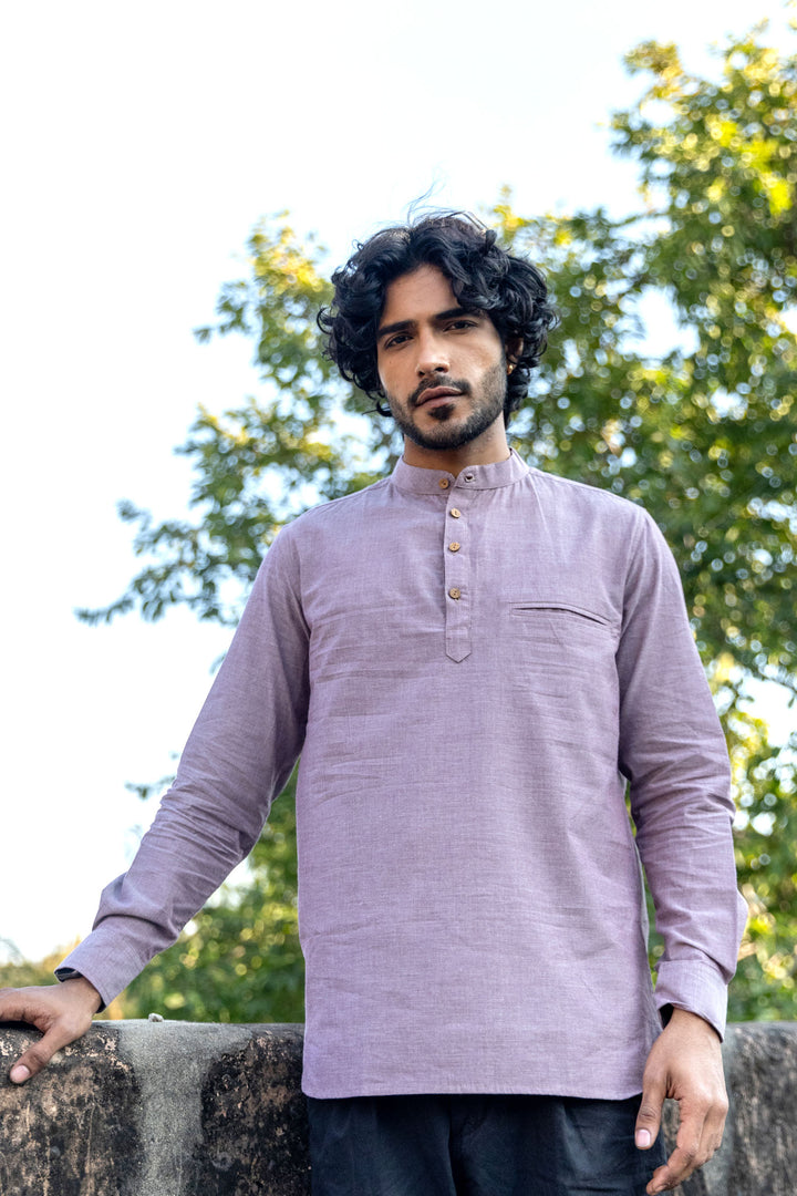 Pastel Purple Cotton Short Kurta