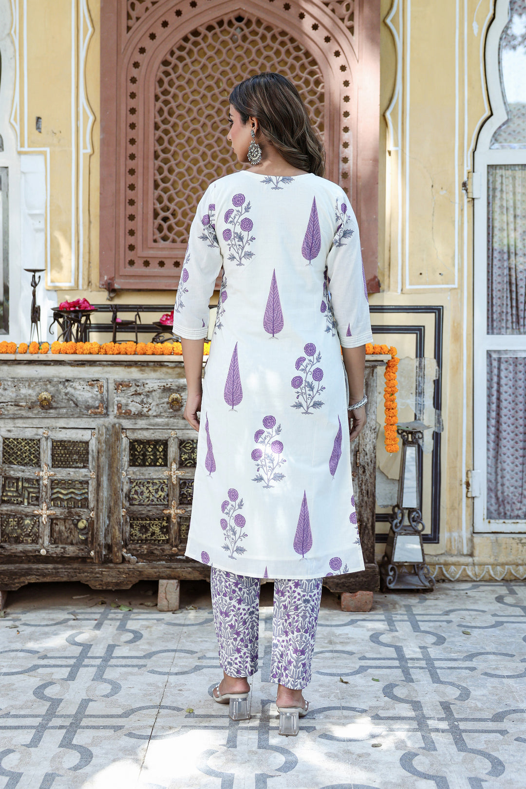 Purple Gulmohar Stripe Kurta Set