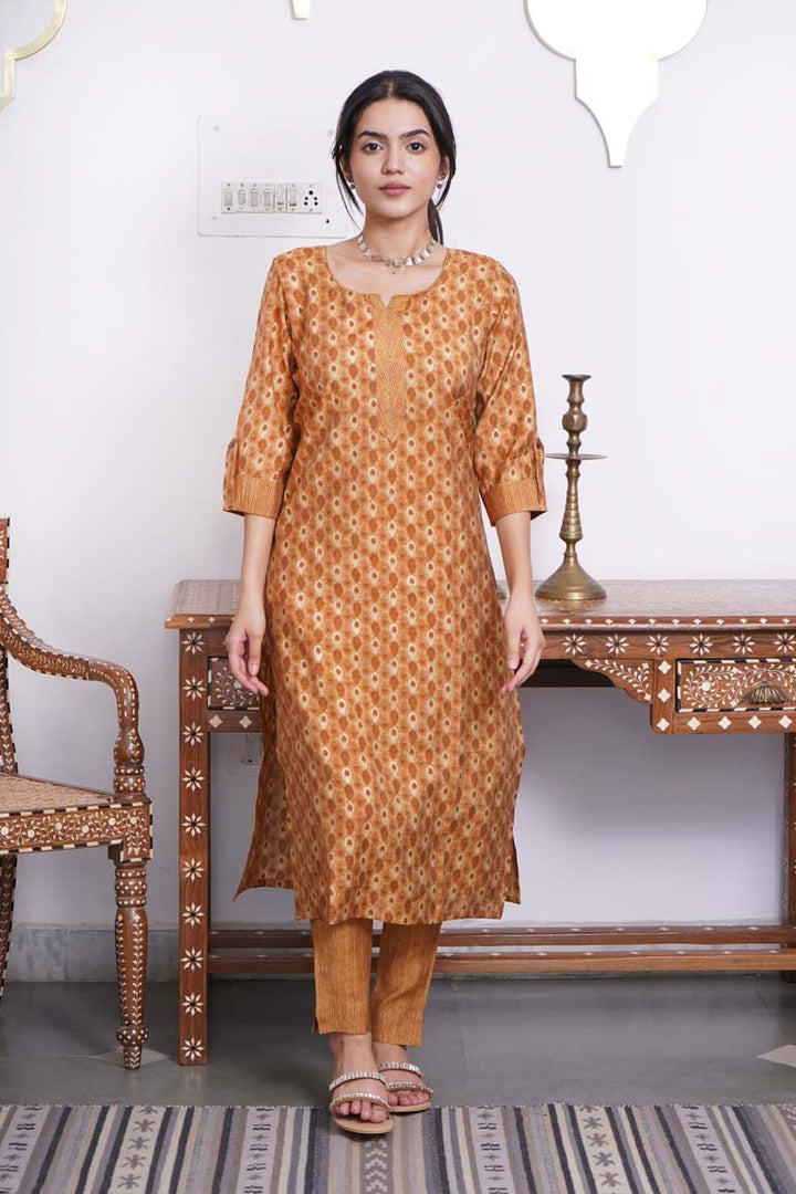 Mustard Buti Muslin Print Set