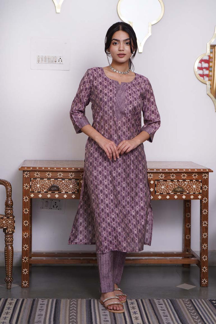 Purple Buti Muslin Print Set
