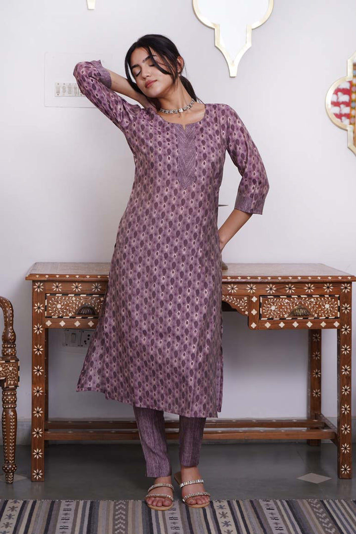 Purple Buti Muslin Print Set