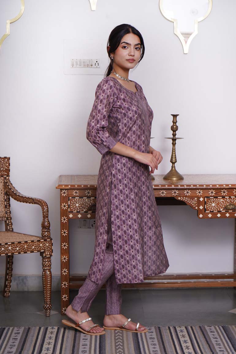 Purple Buti Muslin Print Set