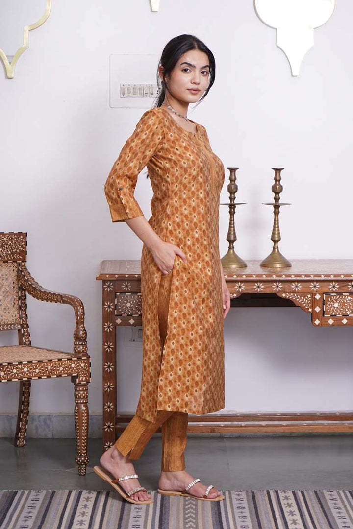 Mustard Buti Muslin Print Set