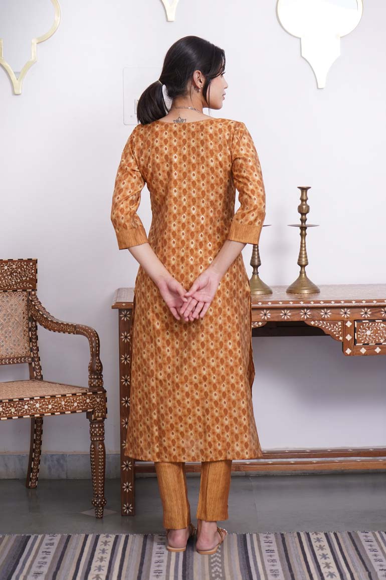 Mustard Buti Muslin Print Set