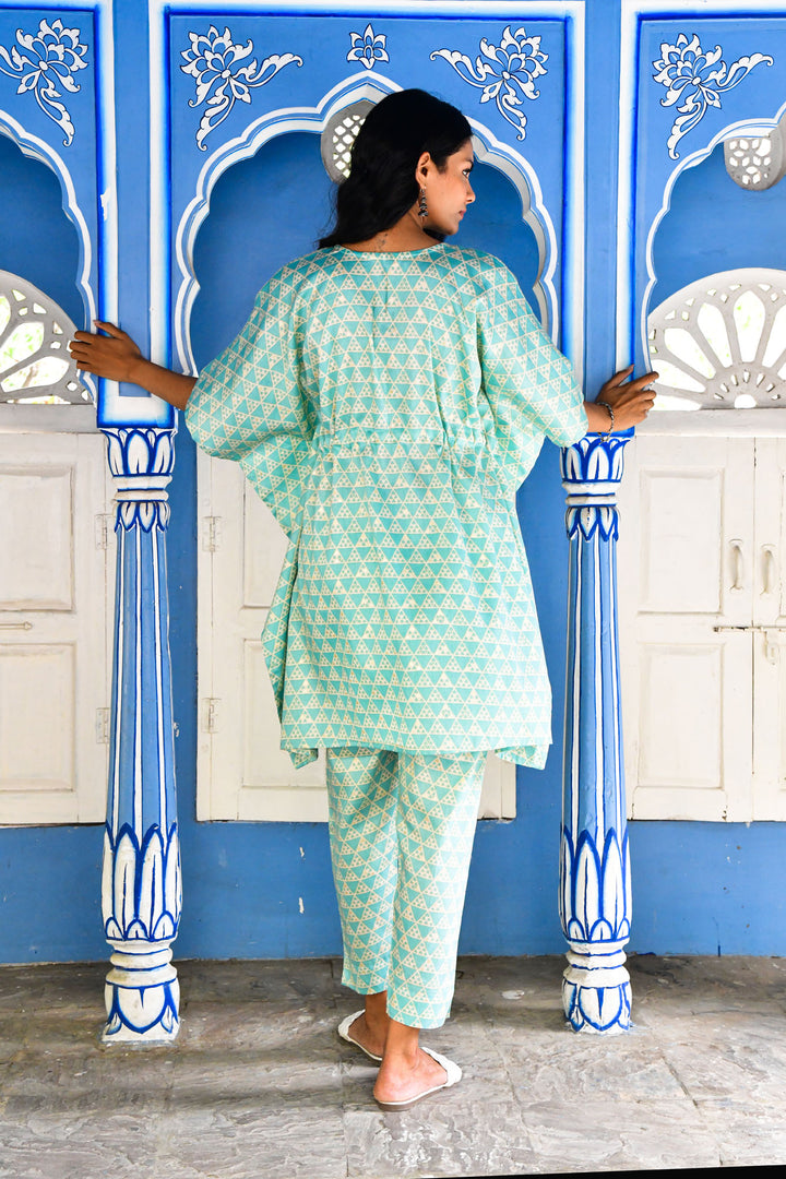 Pastel Blue Triangle Kaftan Set