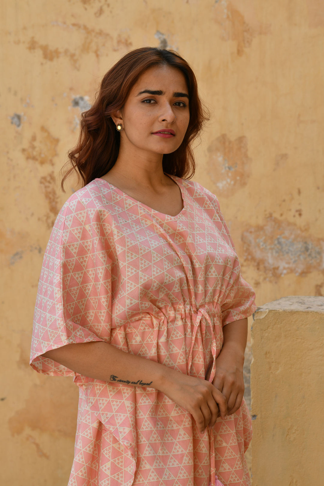 Pastel Orange Triangle Kaftan Set