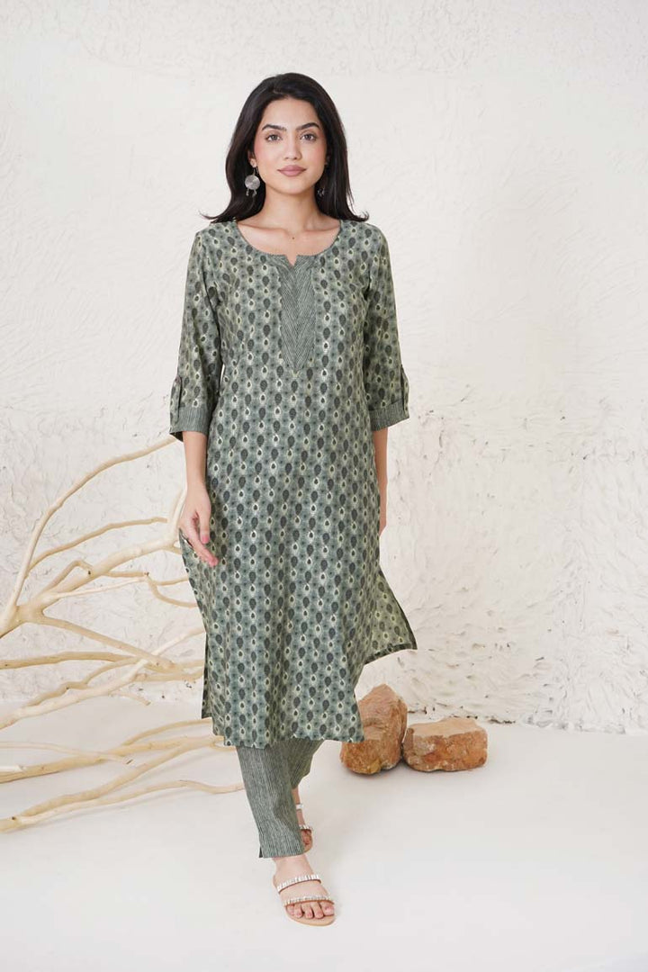 Green Buti Muslin Print