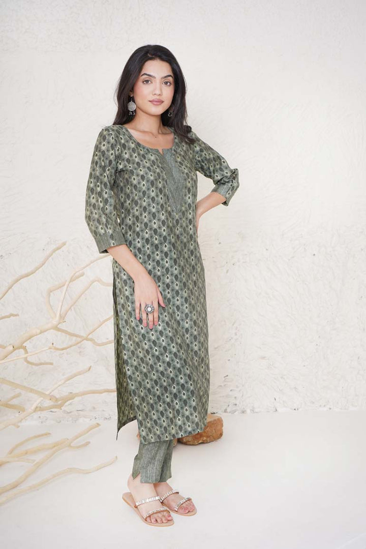 Green Buti Muslin Print