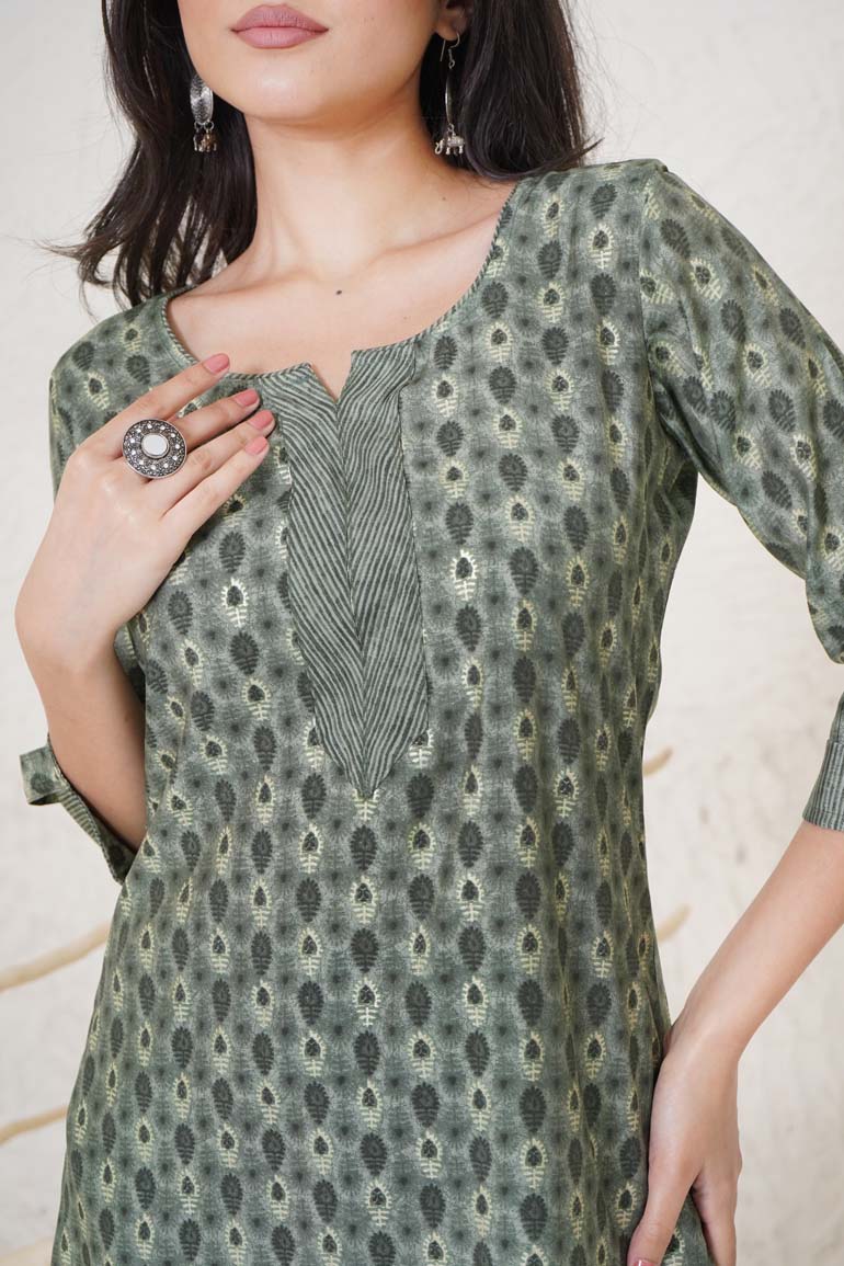 Green Buti Muslin Print