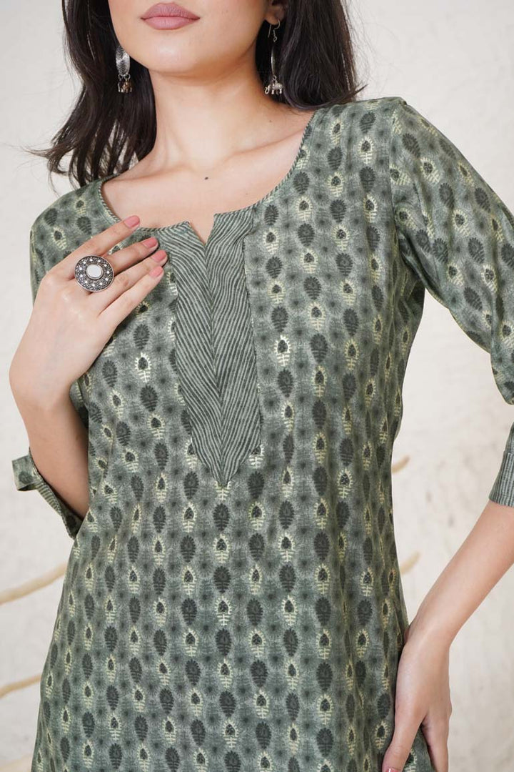 Green Buti Muslin Print