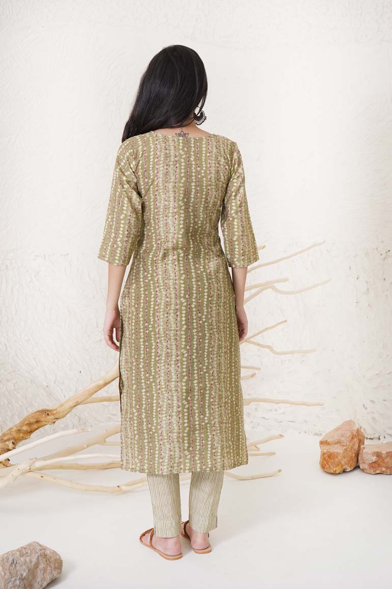 Green Bandhej Print Set