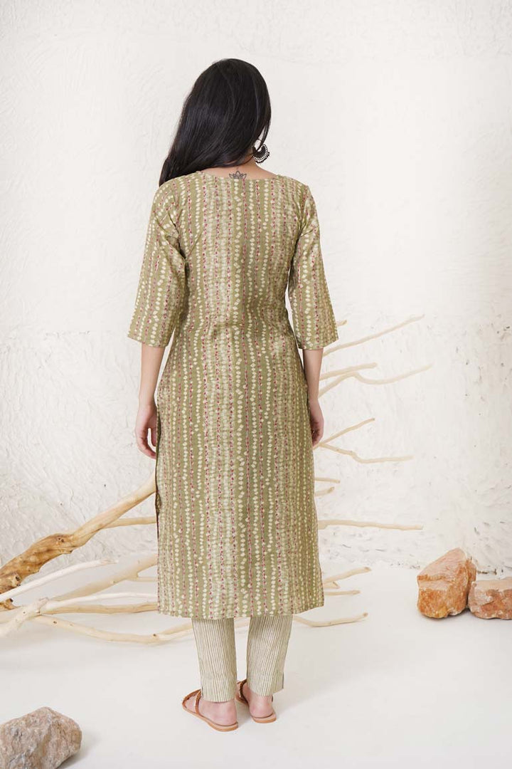 Green Bandhej Print Set