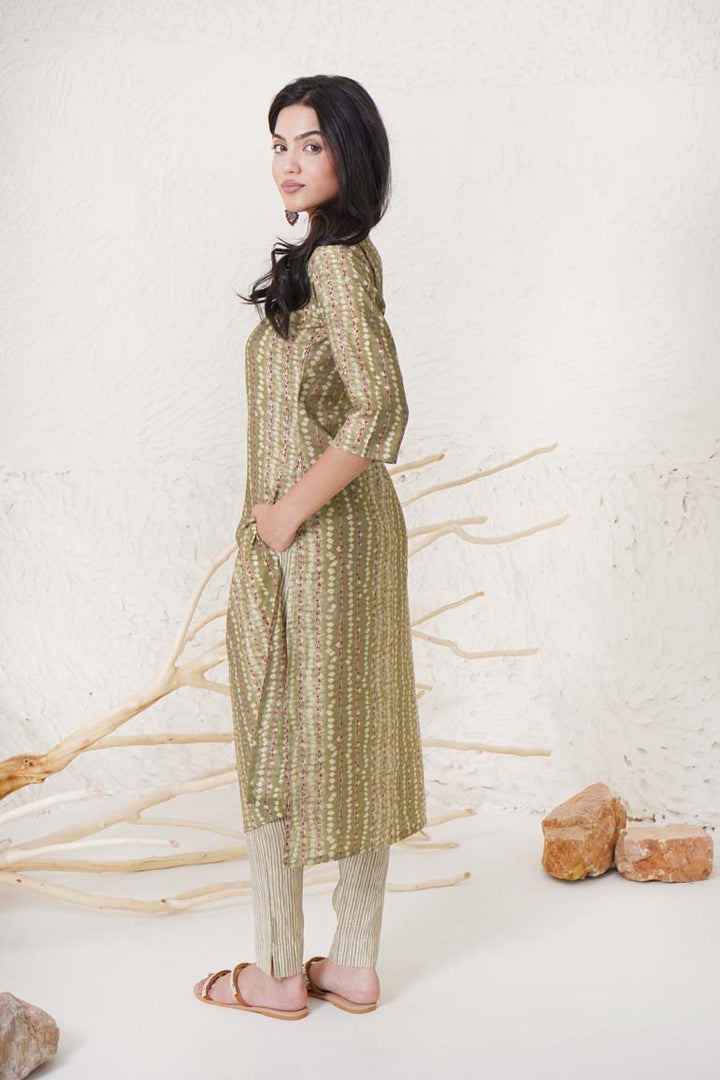 Green Bandhej Print Set