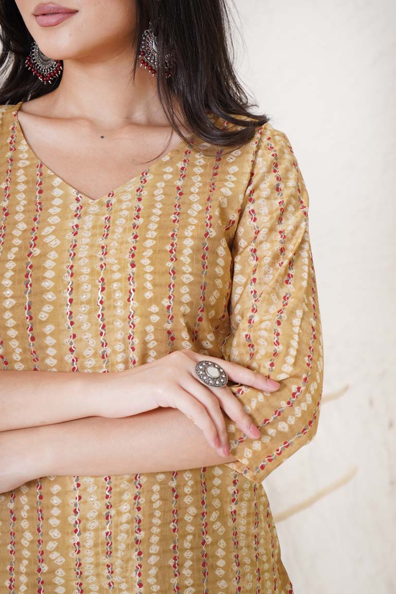 Mustard Bandhej Print Set