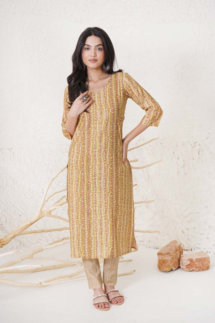 Mustard Bandhej Print Set