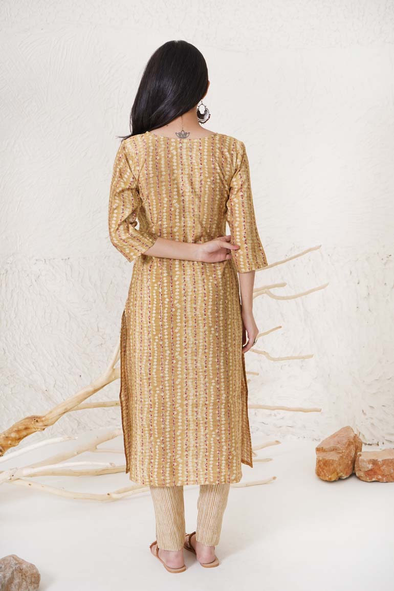 Mustard Bandhej Print Set