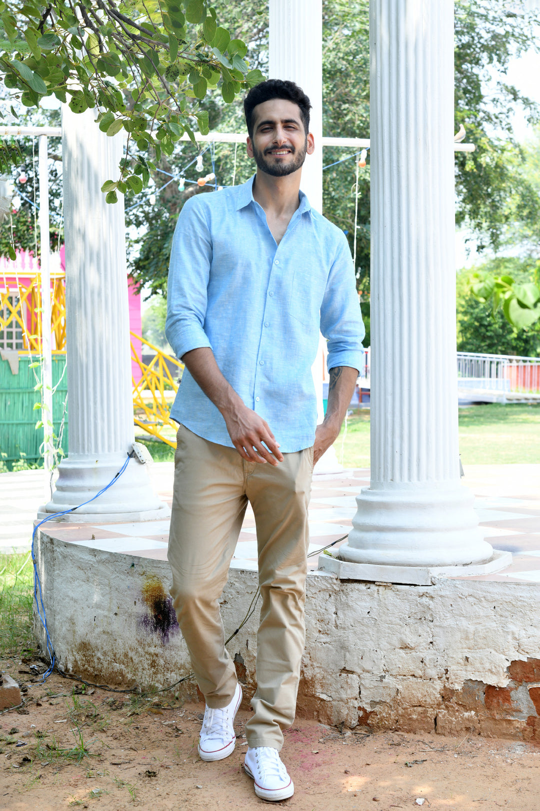 Light Sky Blue Linen Shirt