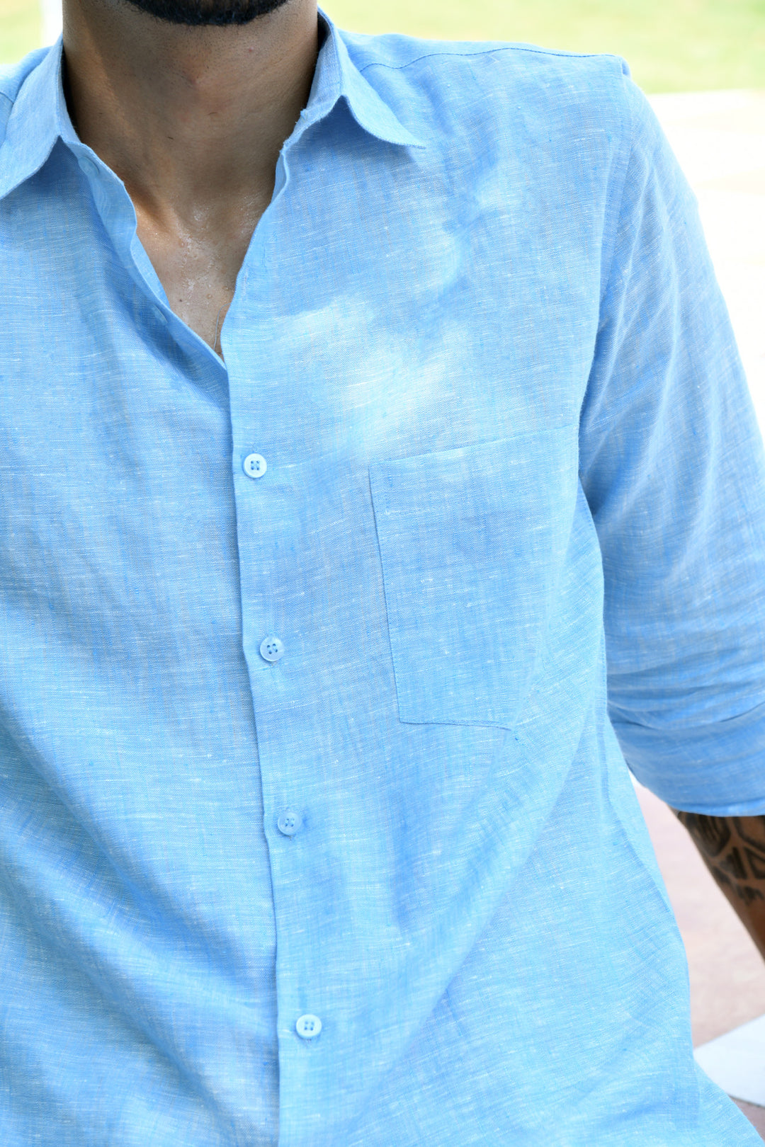 Light Sky Blue Linen Shirt