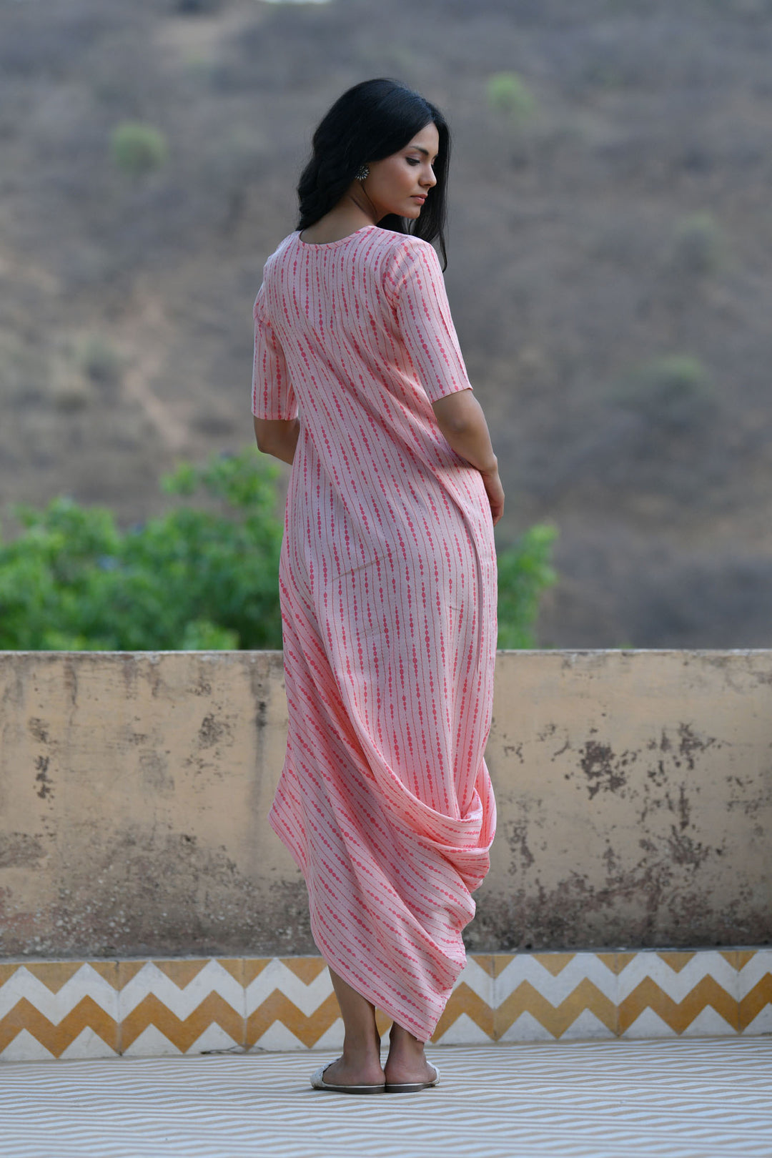 Pink Shibori Cowl Dress