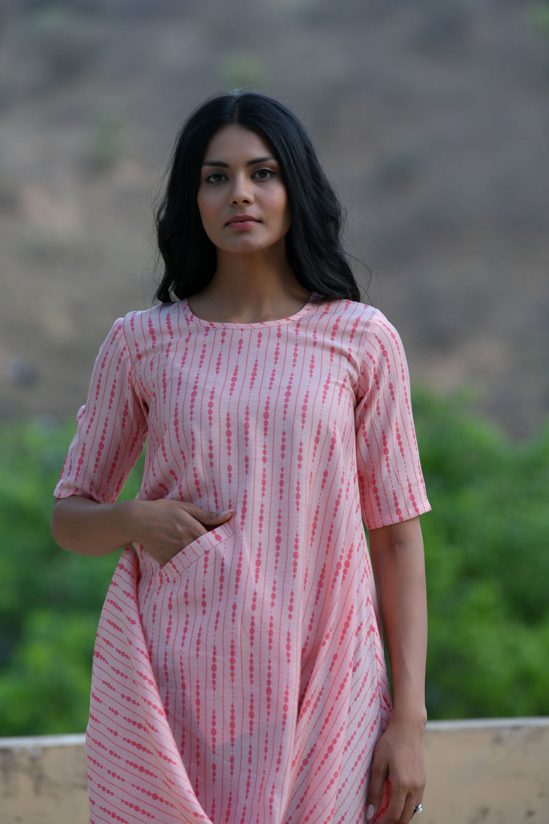 Pink Shibori Cowl Dress